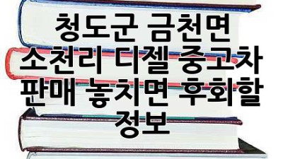 청도군 금천면 소천리 디젤 중고차 판매, 놓치면 후회할 정보! 🚗💨